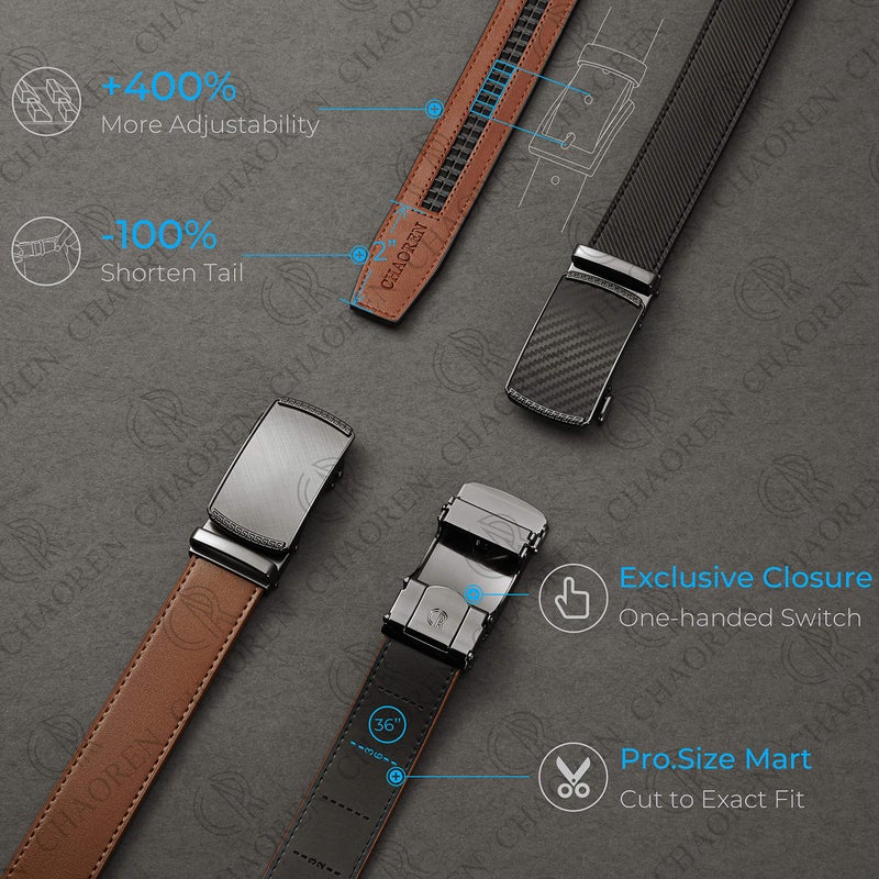 CHAOREN Mens Belt - Mens Ratchet Belt Leather 1 3/8" for Dress Pant - Micro Adjustable Belt Fit Everywhere - Image 4